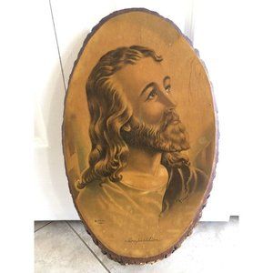 Vintage SP Co 1942 JESUS CHRIST INSPIRATION Wood‎ Slice Art by McCONNELL USA VTG